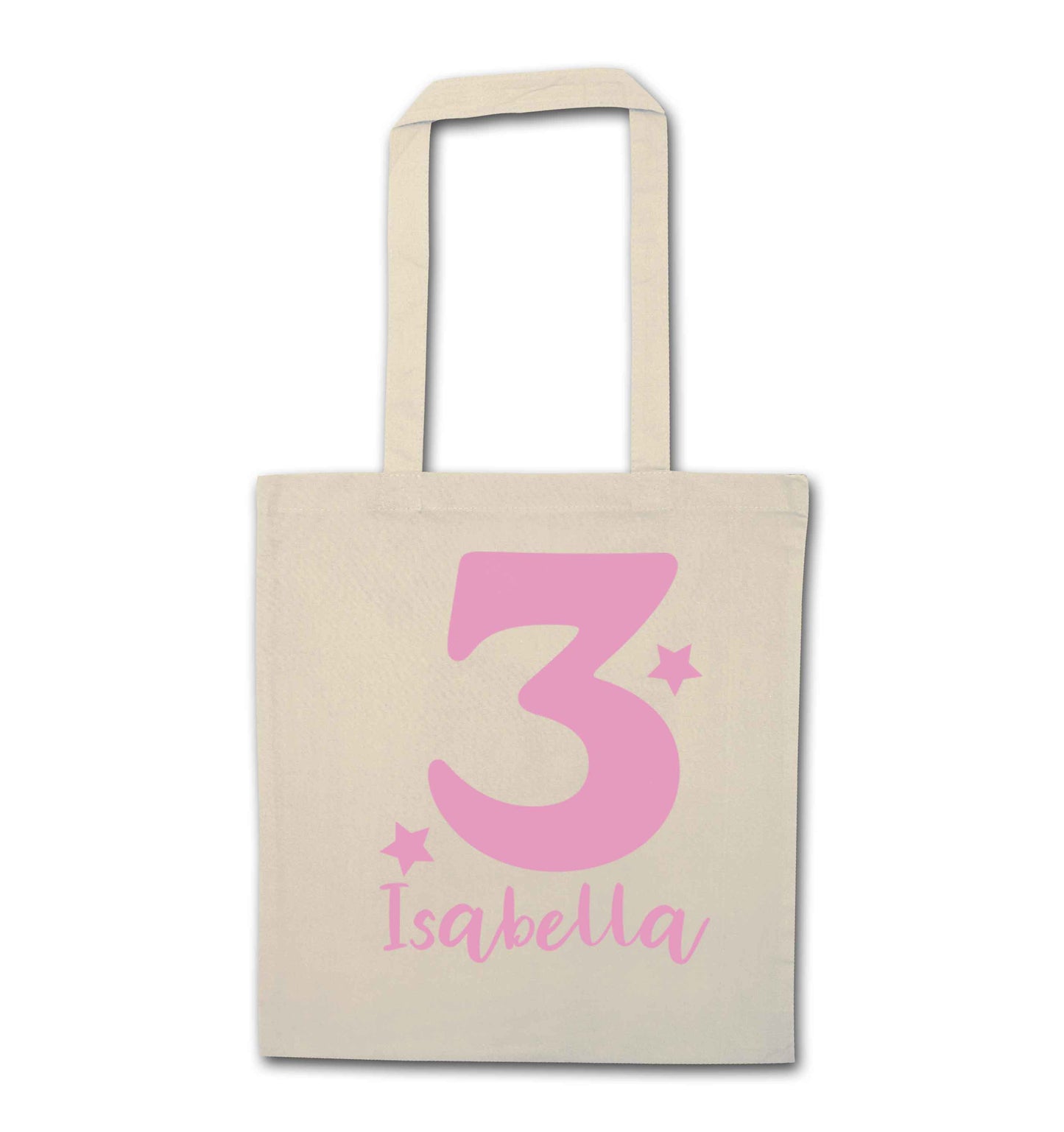Any age, any name personalised birthday natural tote bag