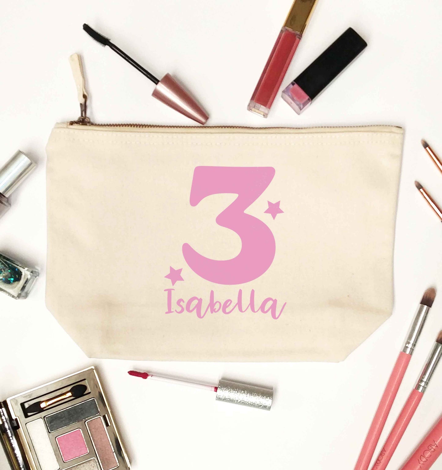 Any age, any name personalised birthday natural makeup bag