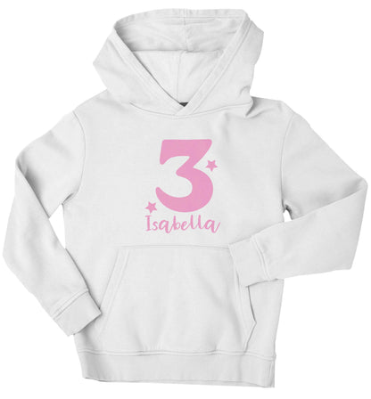 Any age, any name personalised birthday children's white hoodie 12-13 Years