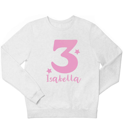 Any age, any name personalised birthday children's white sweater 12-13 Years