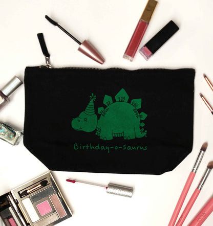 Birthday-o-saurus black makeup bag
