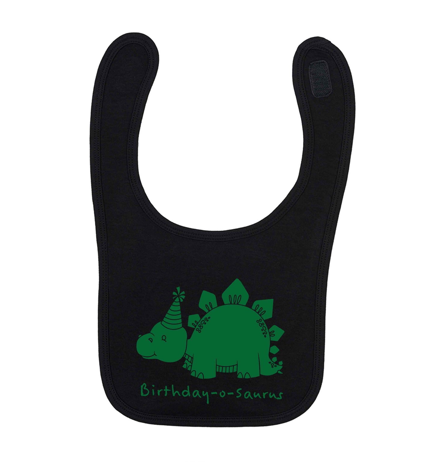 Birthday-o-saurus black baby bib