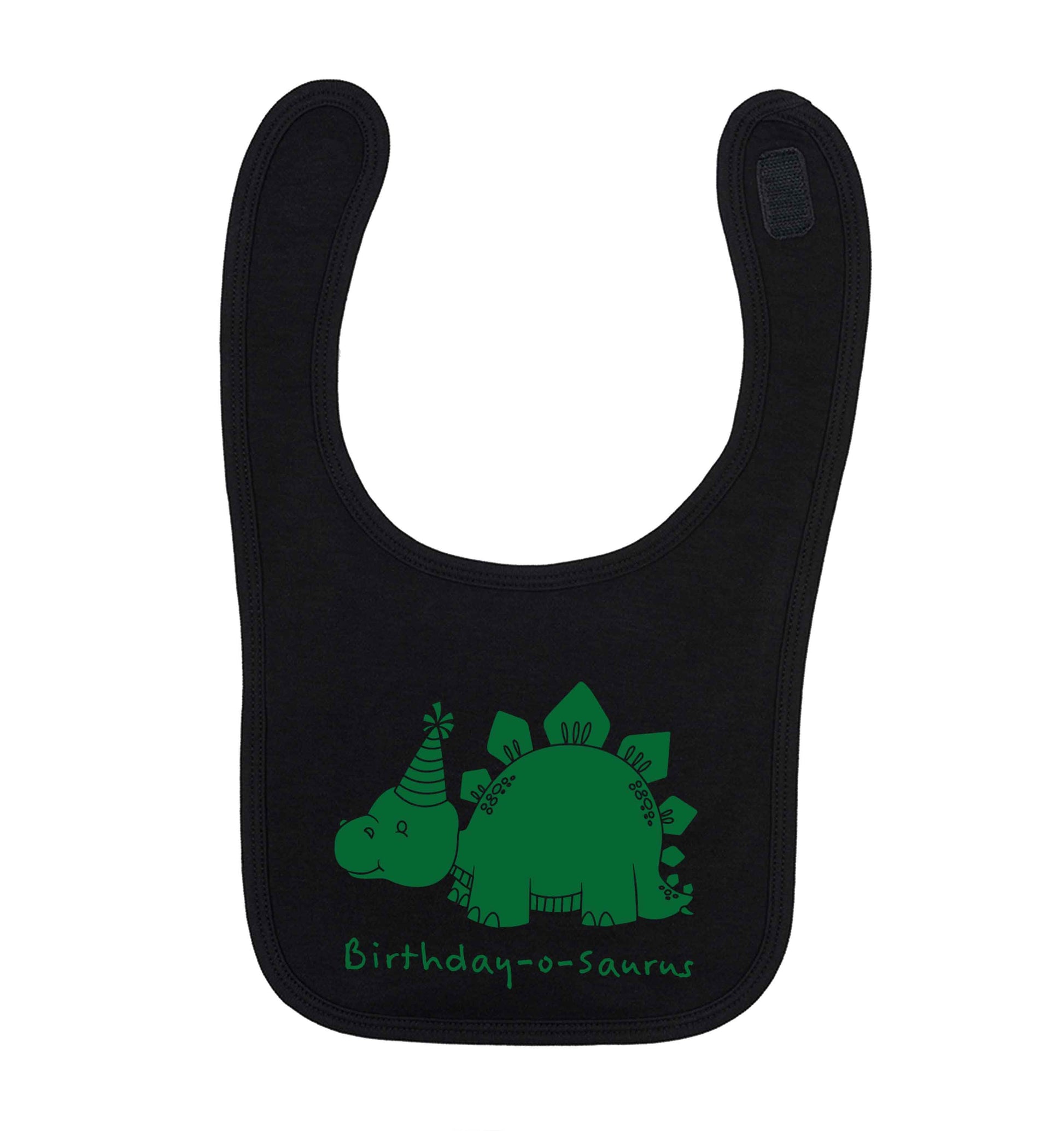 Birthday-o-saurus black baby bib