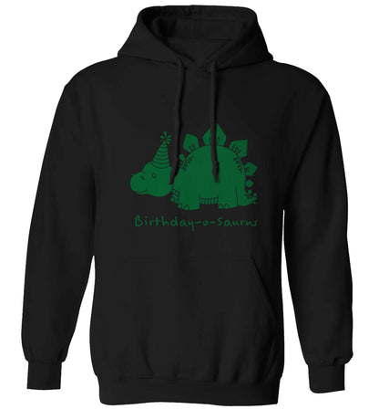 Birthday-o-saurus adults unisex black hoodie 2XL