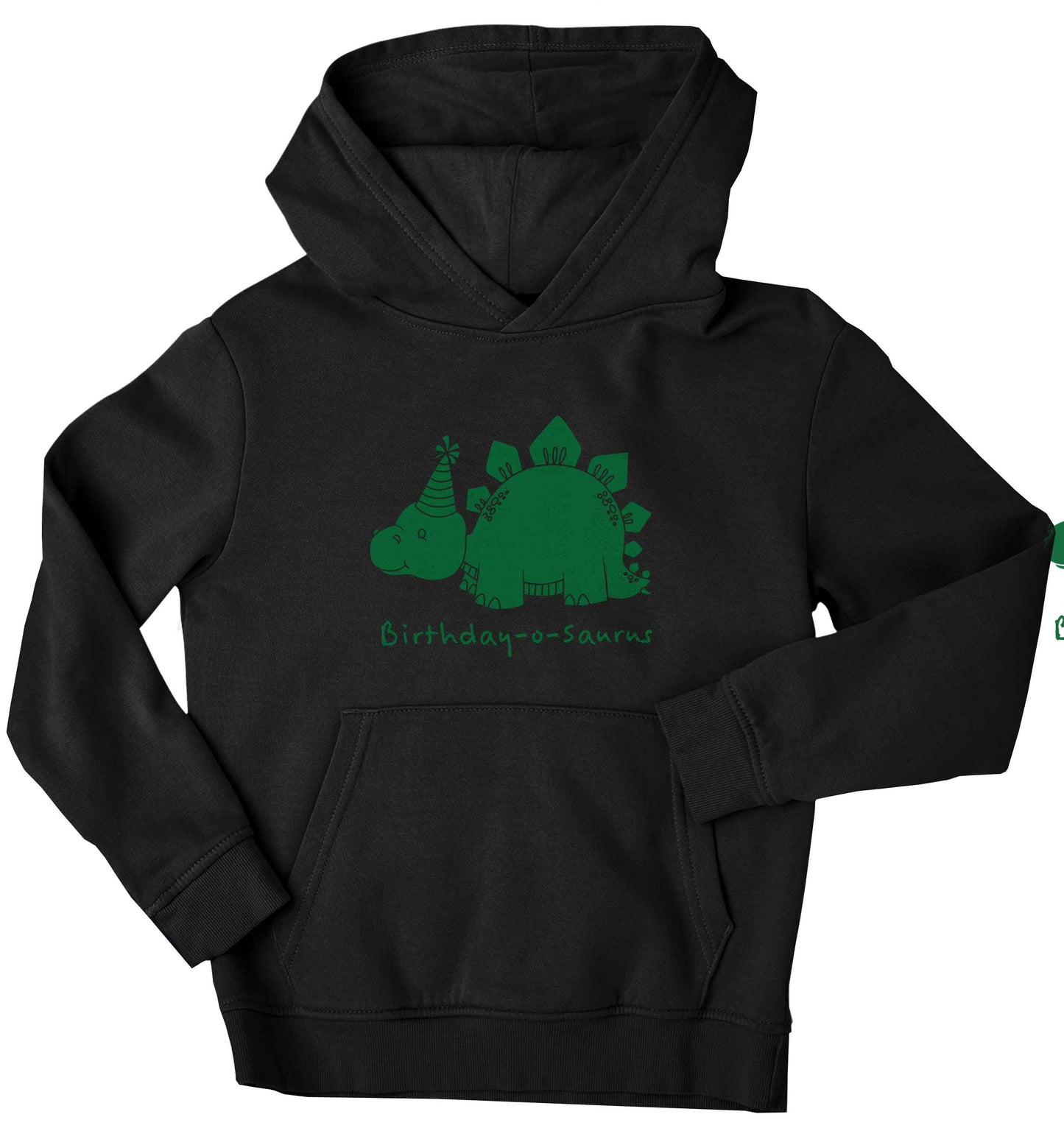 Birthday-o-saurus children's black hoodie 12-13 Years