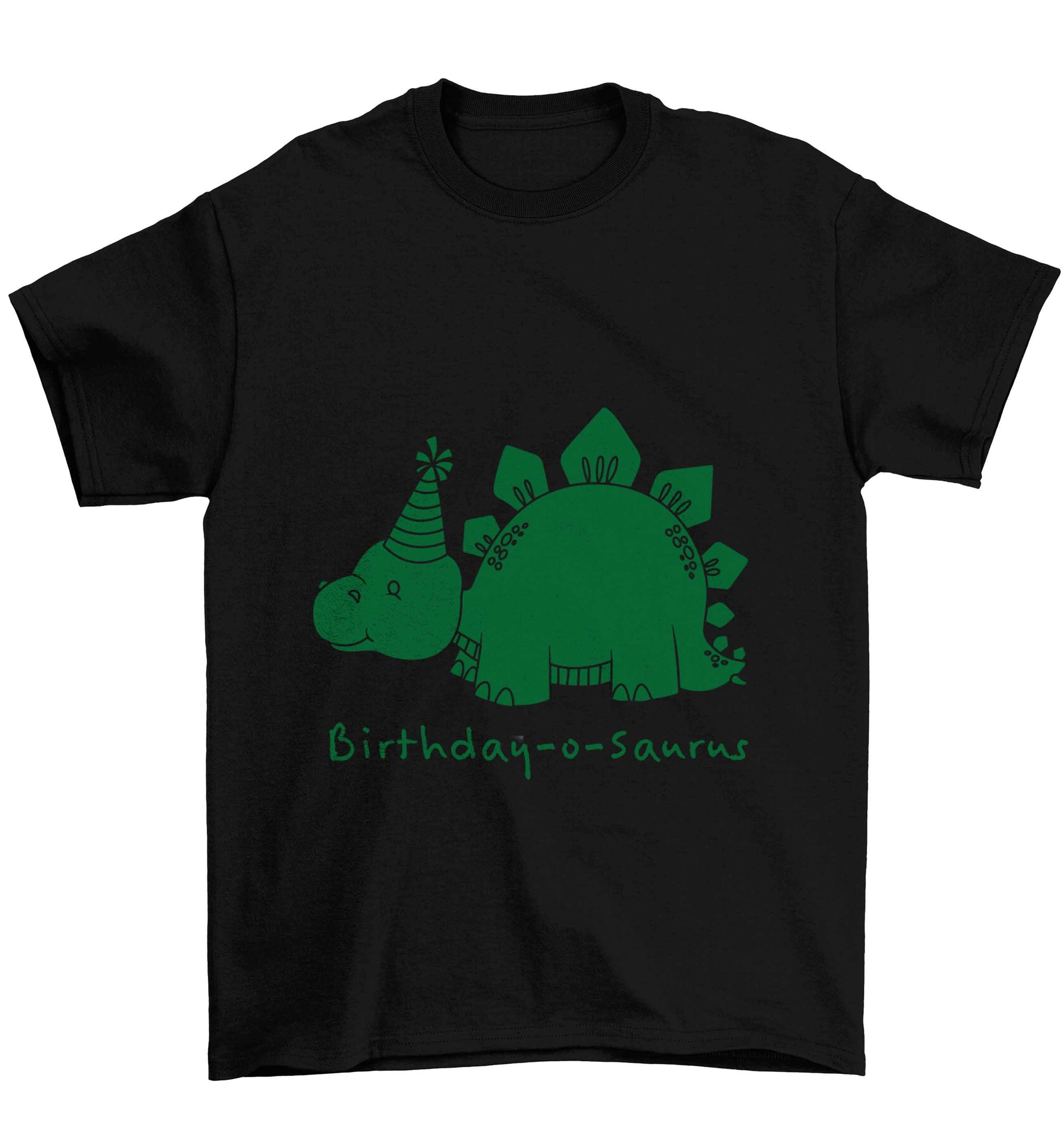 Birthday-o-saurus Children's black Tshirt 12-13 Years