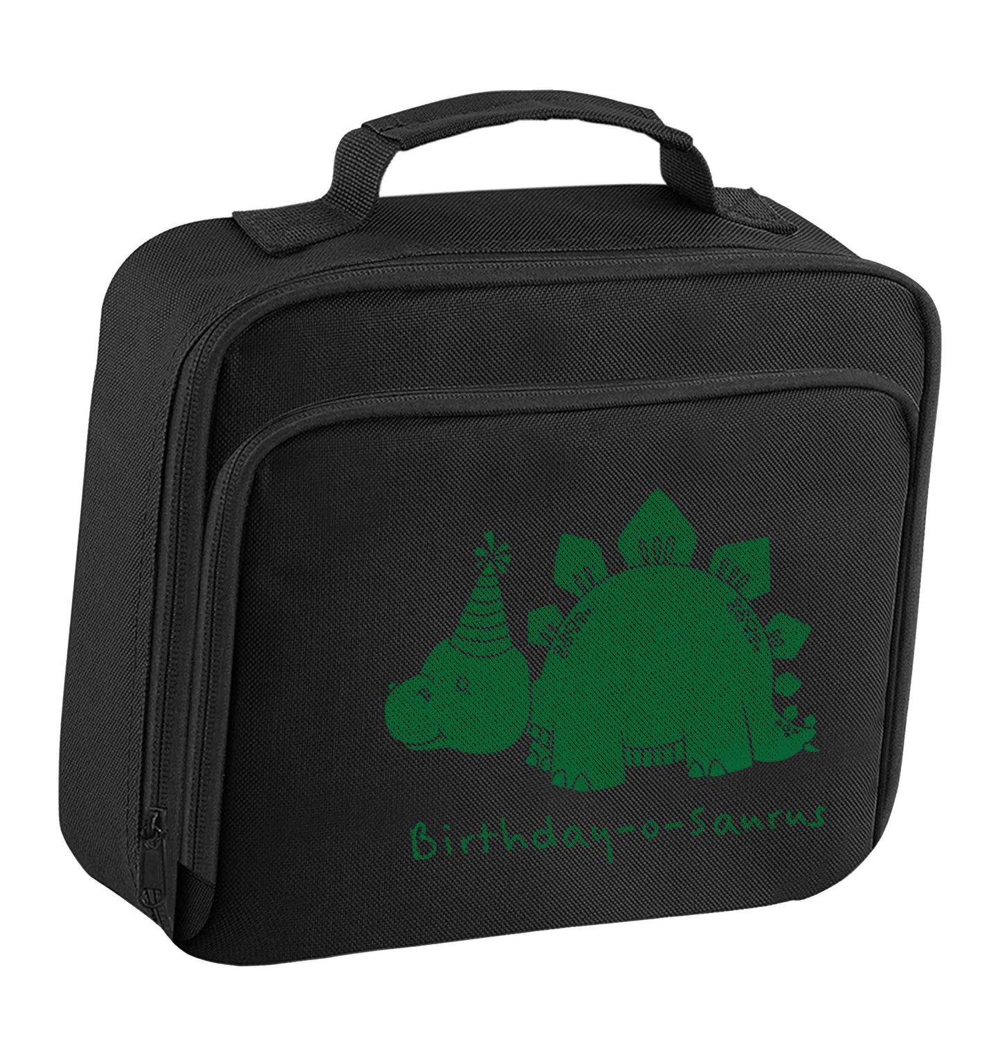 Birthday-o-saurus insulated black lunch bag cooler