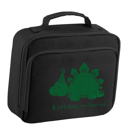Birthday-o-saurus insulated black lunch bag cooler