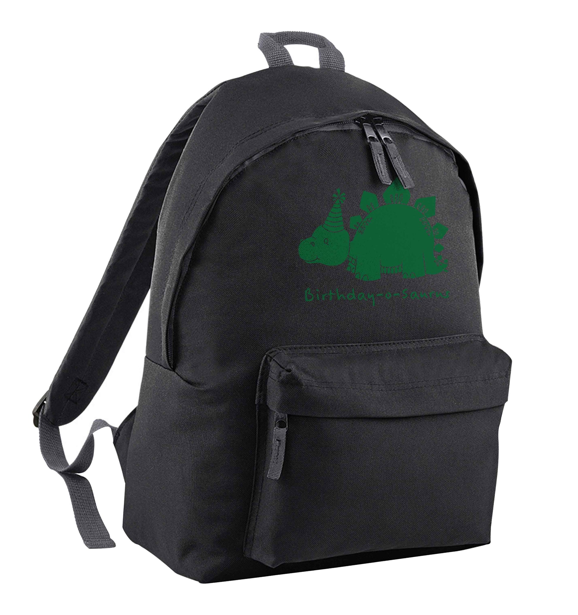 Birthday-o-saurus black adults backpack