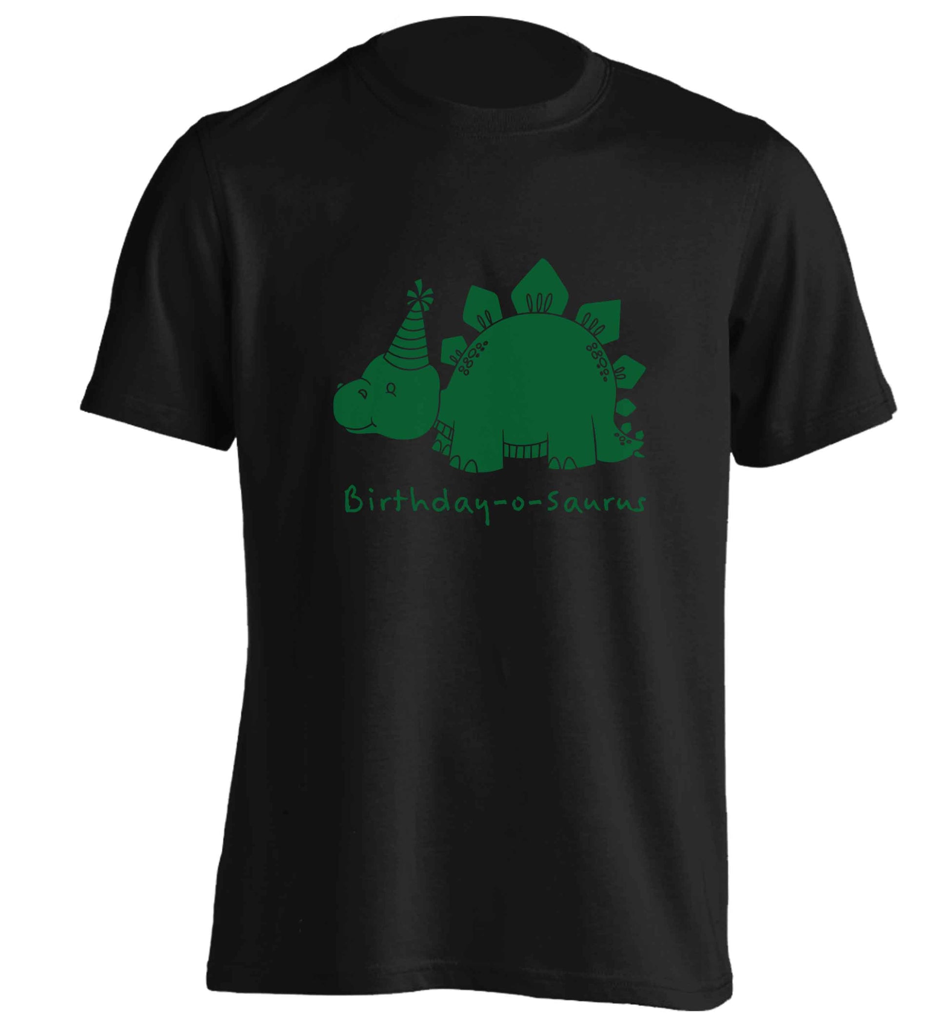 Birthday-o-saurus adults unisex black Tshirt 2XL