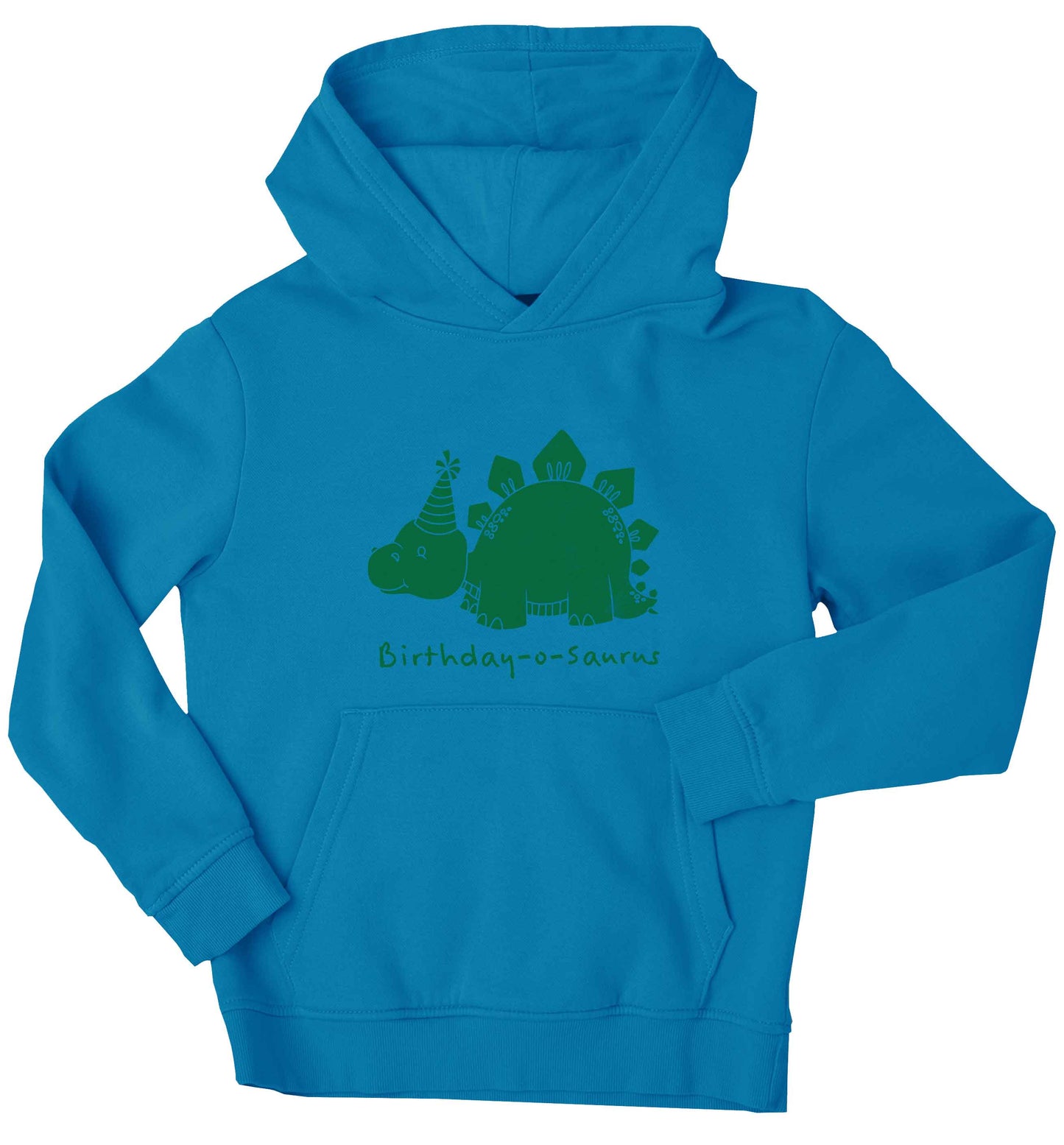 Birthday-o-saurus children's blue hoodie 12-13 Years
