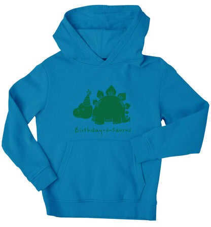 Birthday-o-saurus children's blue hoodie 12-13 Years