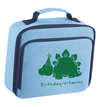 Birthday-o-saurus insulated blue lunch bag cooler