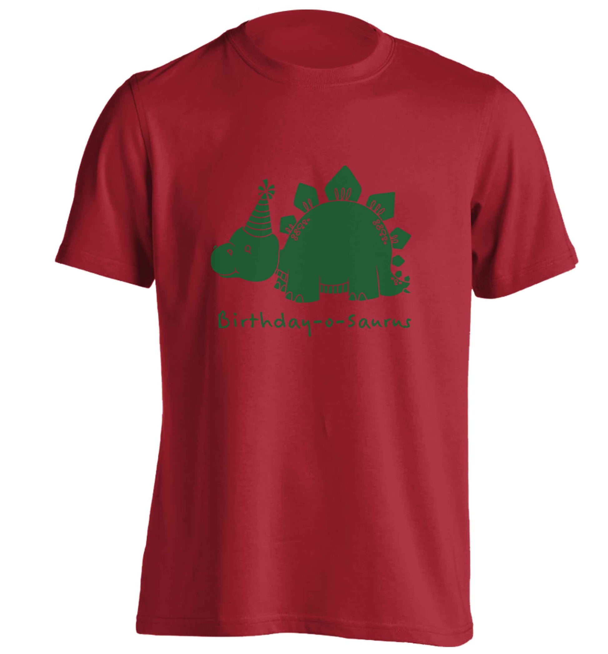 Birthday-o-saurus adults unisex red Tshirt 2XL