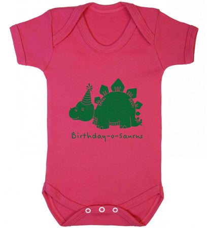 Birthday-o-saurus baby vest dark pink 18-24 months
