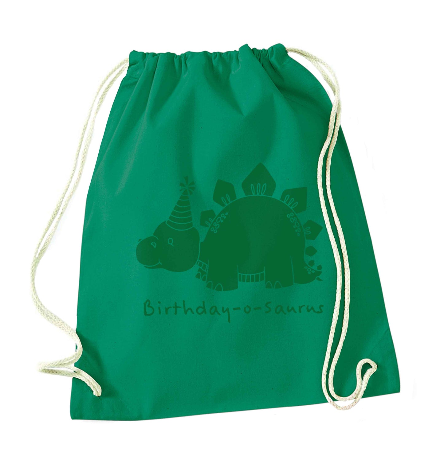 Birthday-o-saurus green drawstring bag