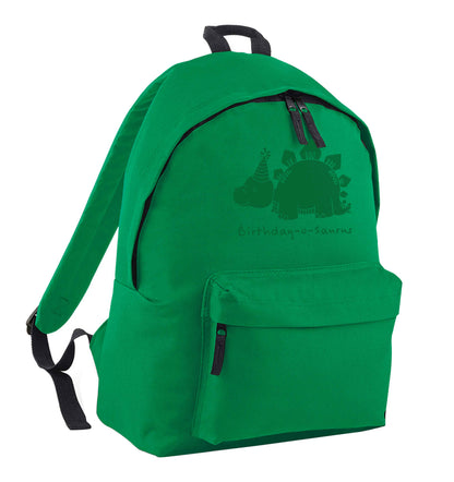 Birthday-o-saurus green adults backpack