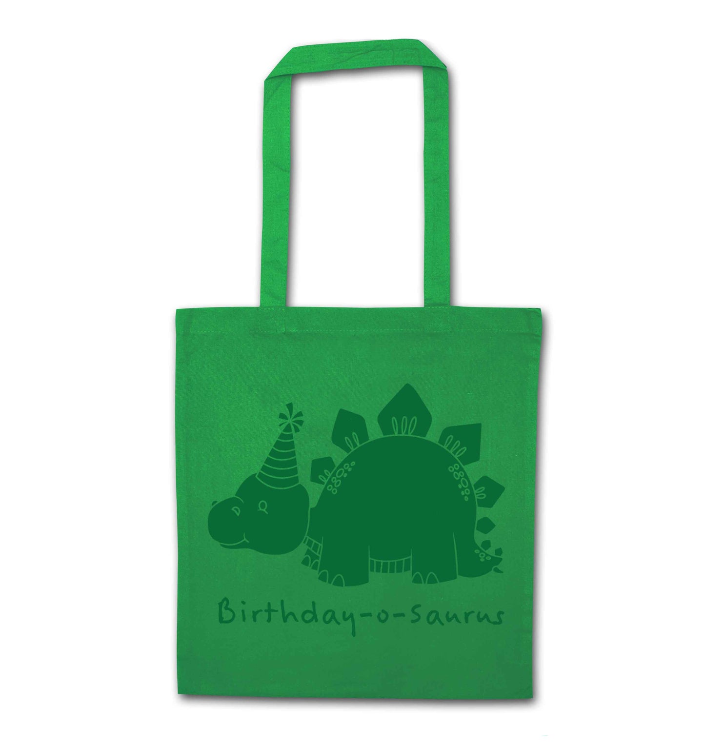 Birthday-o-saurus green tote bag