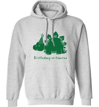 Birthday-o-saurus adults unisex grey hoodie 2XL