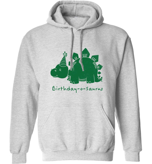 Birthday-o-saurus adults unisex grey hoodie 2XL