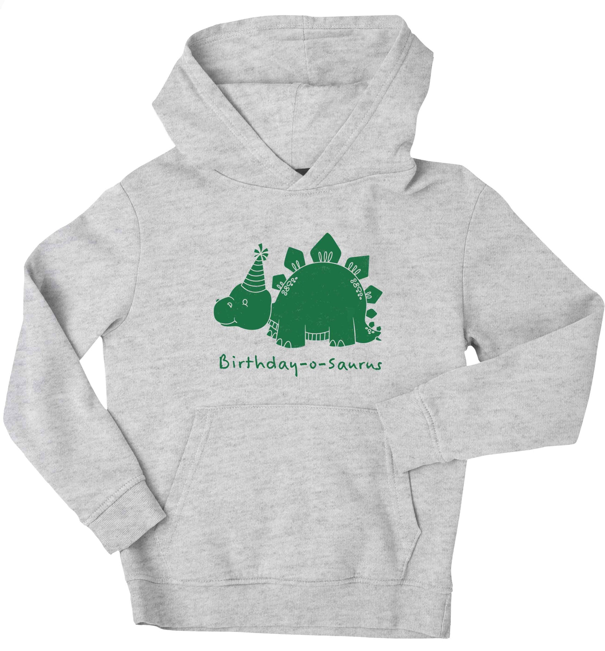 Birthday-o-saurus children's grey hoodie 12-13 Years