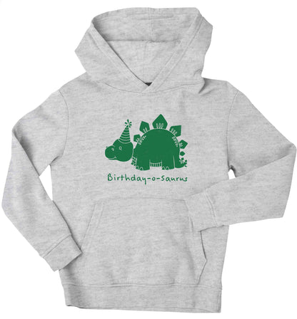 Birthday-o-saurus children's grey hoodie 12-13 Years