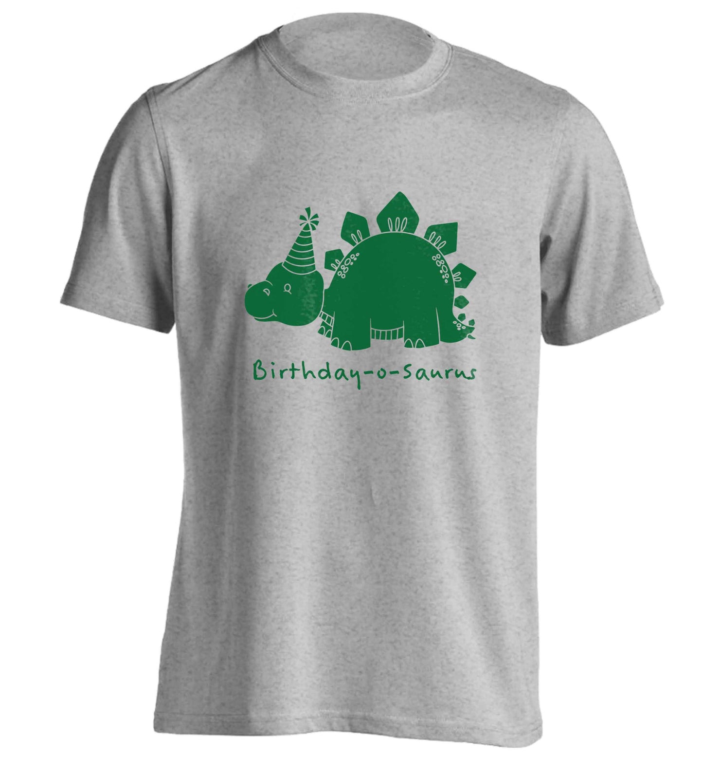 Birthday-o-saurus adults unisex grey Tshirt 2XL