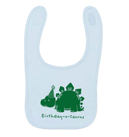 Birthday-o-saurus pale blue baby bib