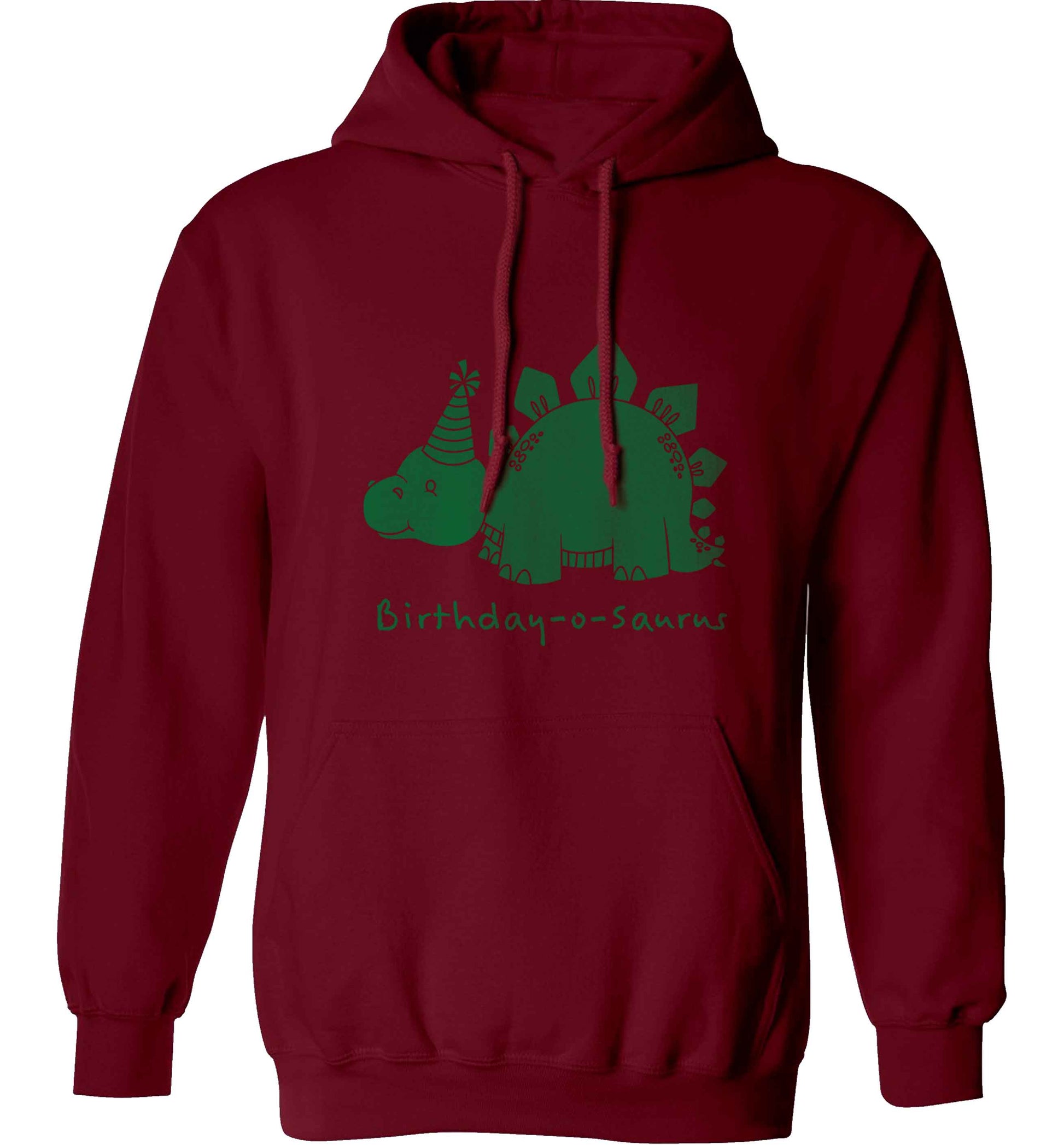 Birthday-o-saurus adults unisex maroon hoodie 2XL
