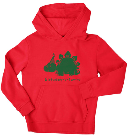 Birthday-o-saurus children's red hoodie 12-13 Years