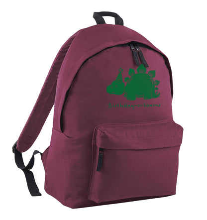 Birthday-o-saurus maroon adults backpack