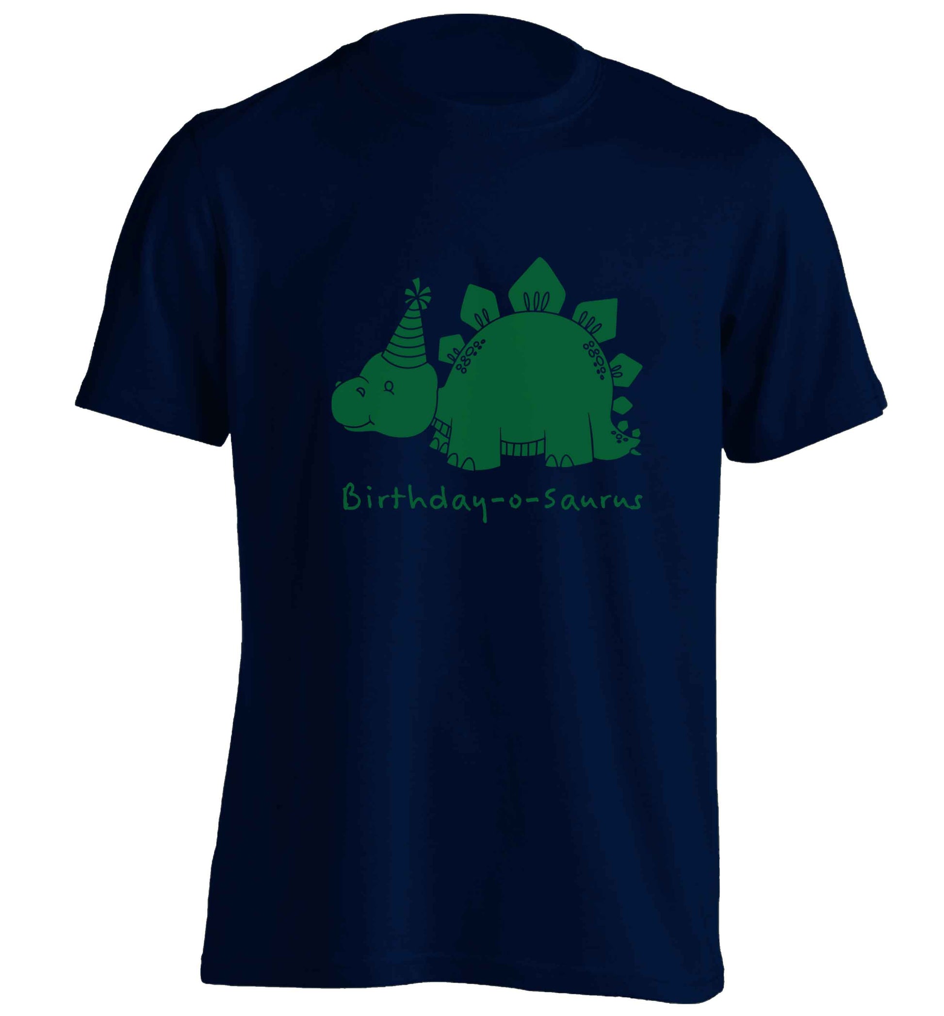 Birthday-o-saurus adults unisex navy Tshirt 2XL