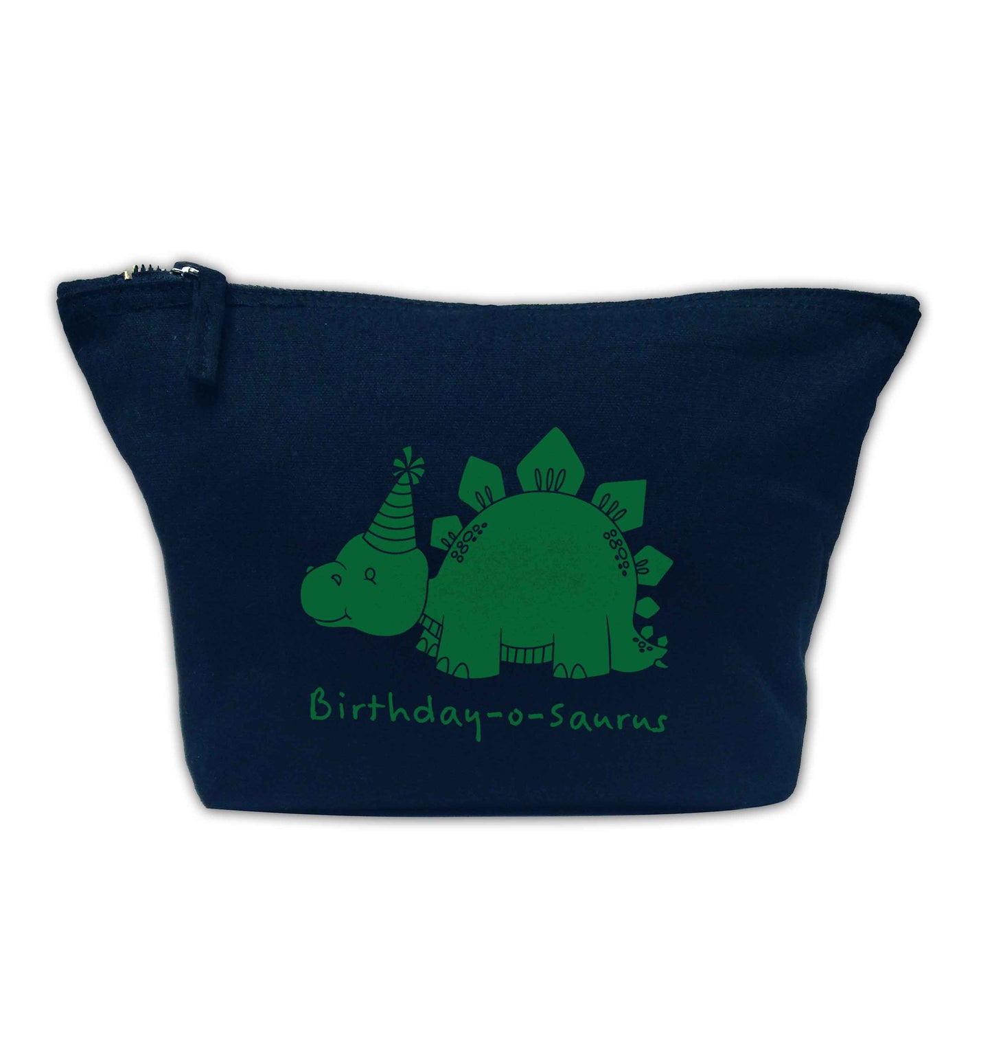 Birthday-o-saurus navy makeup bag