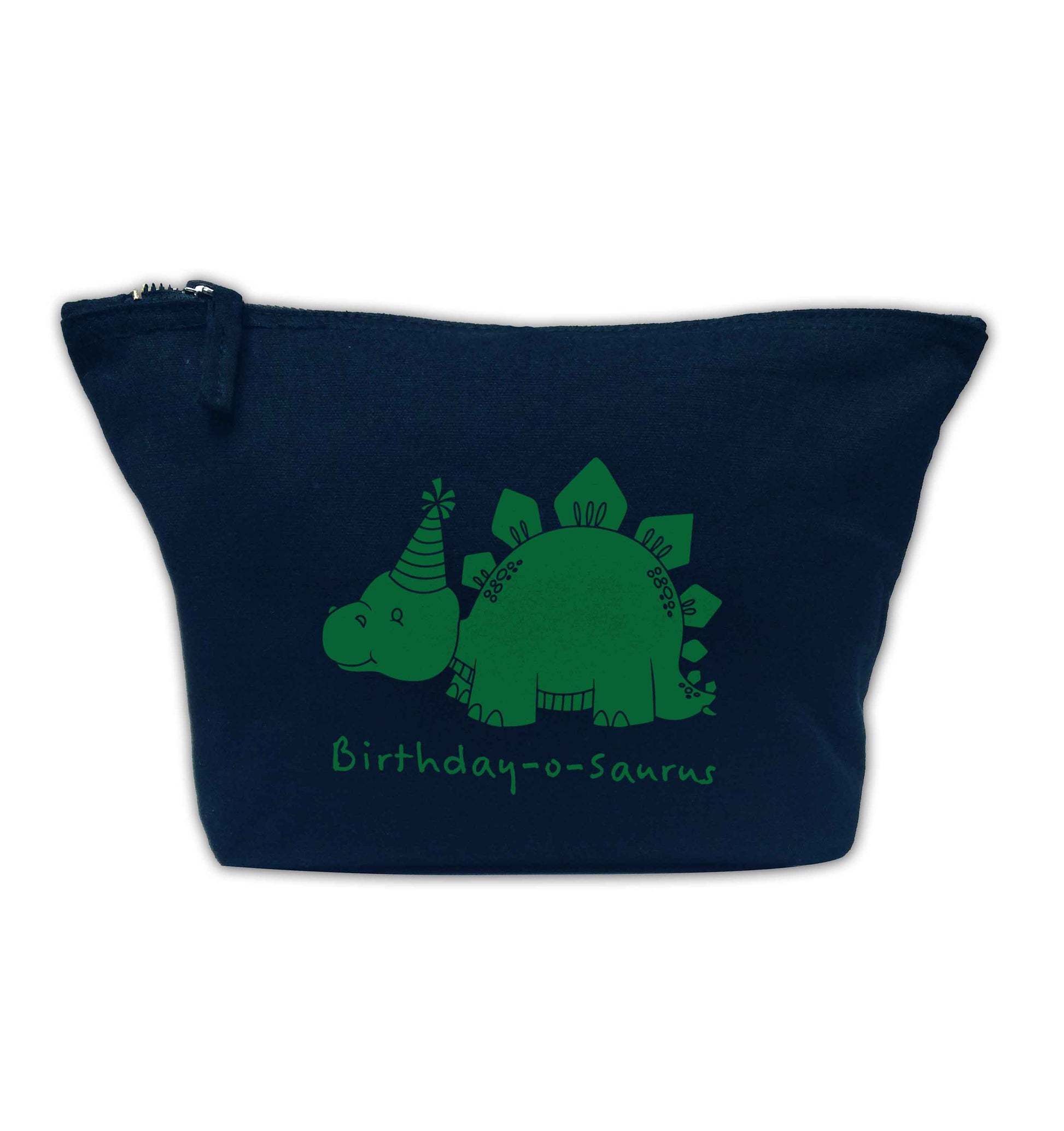 Birthday-o-saurus navy makeup bag