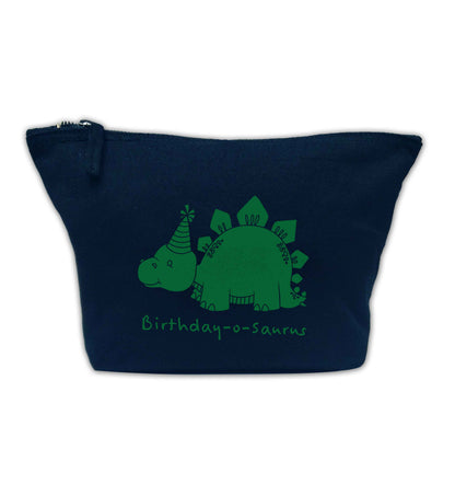 Birthday-o-saurus navy makeup bag
