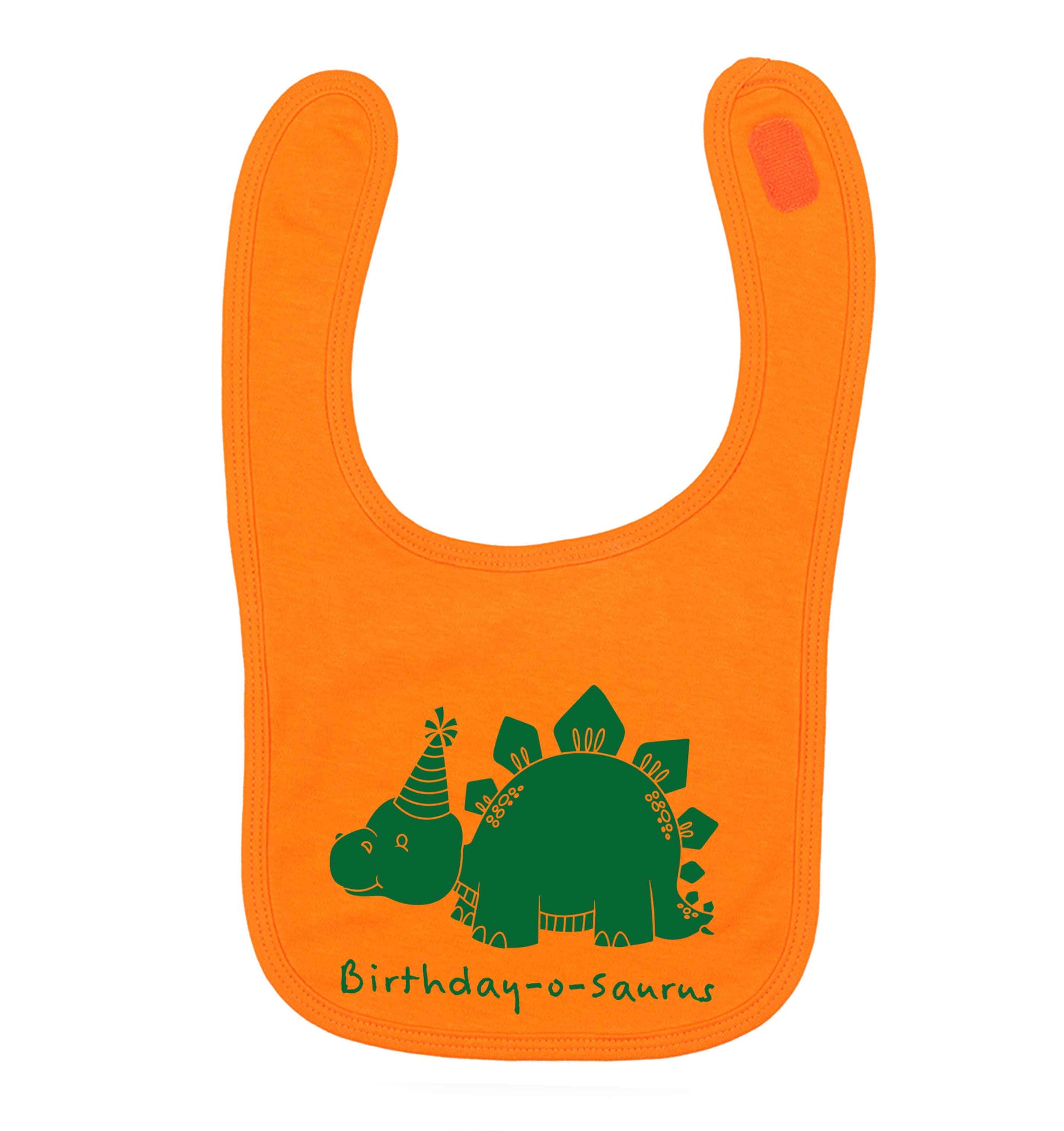 Birthday-o-saurus orange baby bib