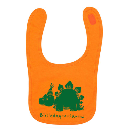 Birthday-o-saurus orange baby bib