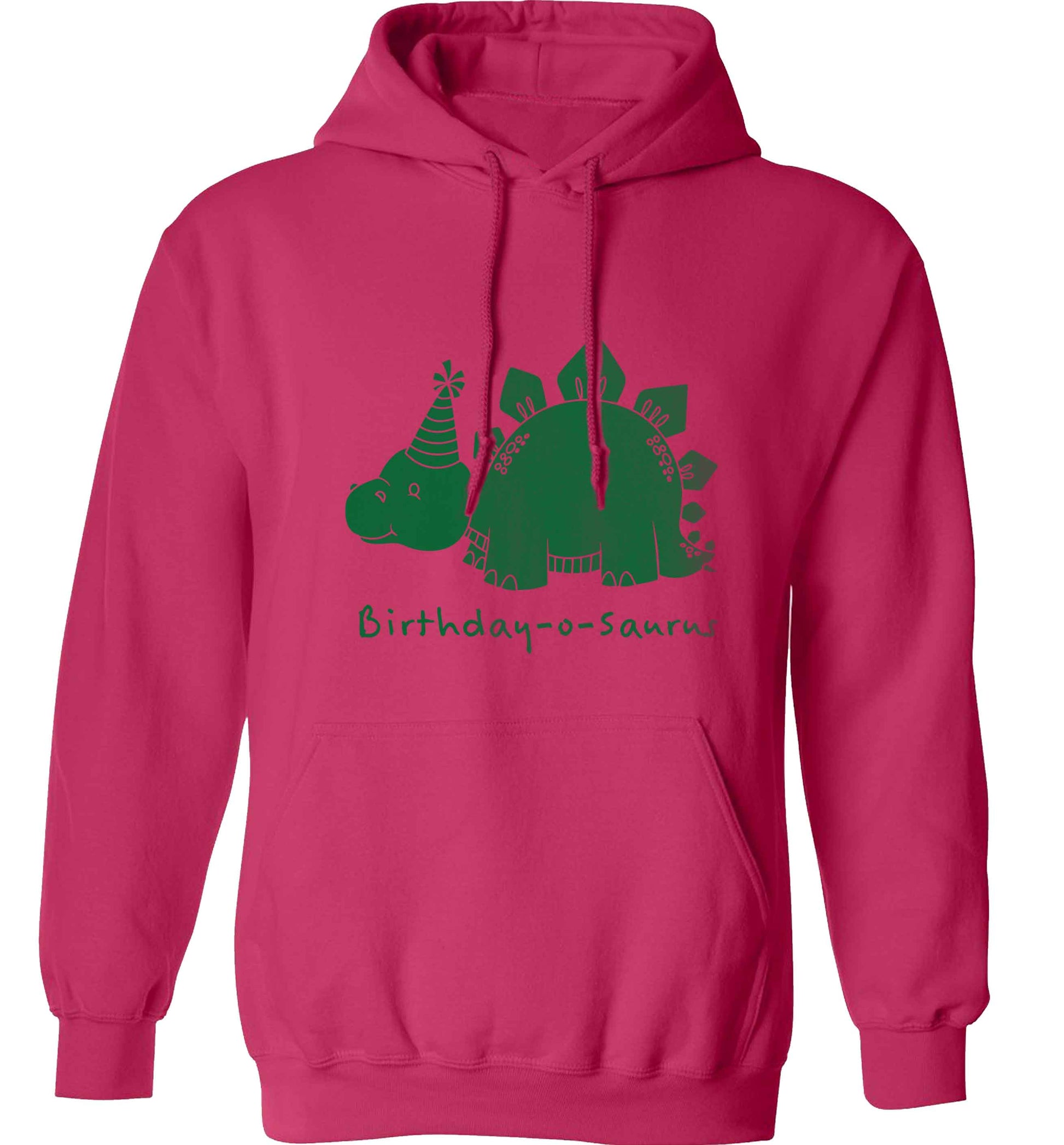 Birthday-o-saurus adults unisex pink hoodie 2XL