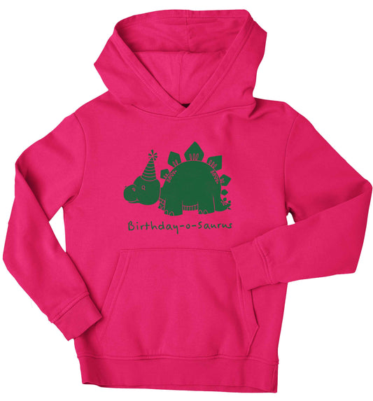 Birthday-o-saurus children's pink hoodie 12-13 Years