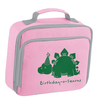 Birthday-o-saurus insulated pink lunch bag cooler