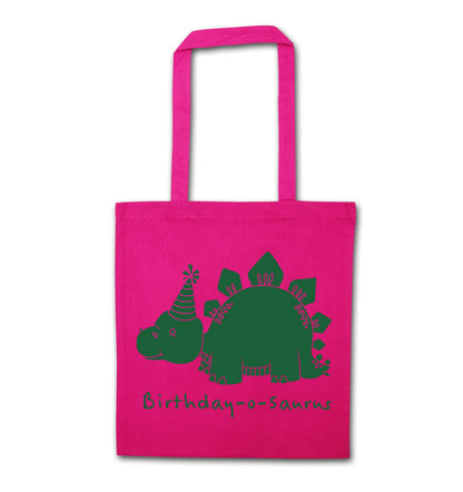 Birthday-o-saurus pink tote bag