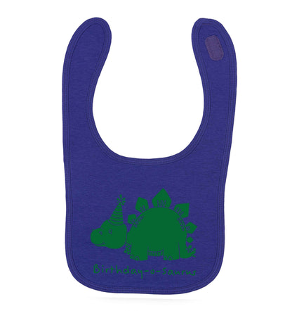 Birthday-o-saurus purple baby bib