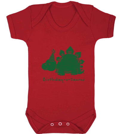 Birthday-o-saurus baby vest red 18-24 months