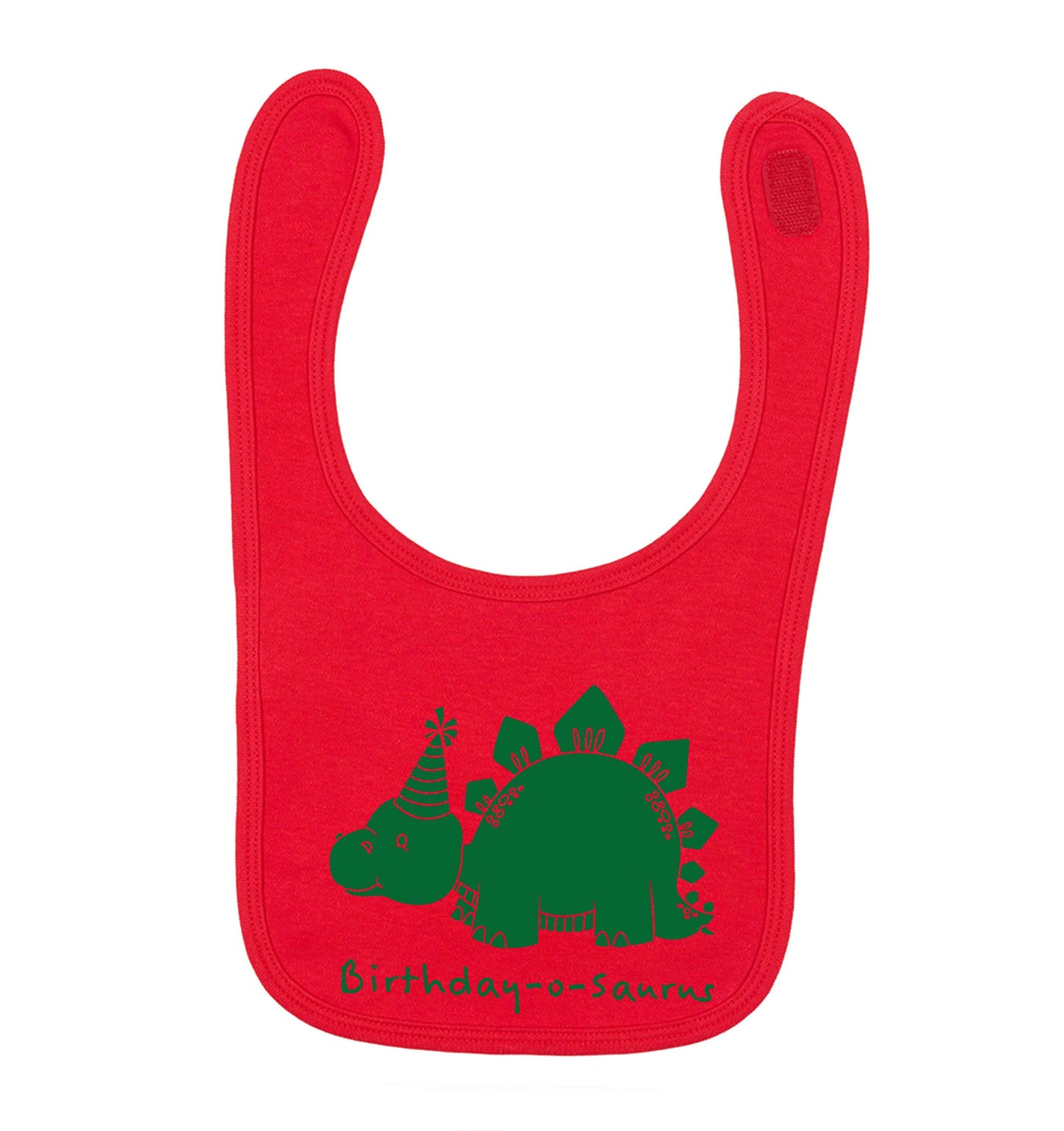 Birthday-o-saurus red baby bib