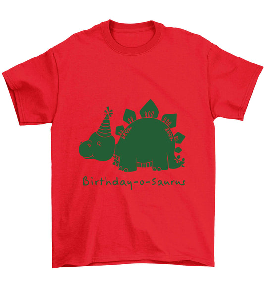 Birthday-o-saurus Children's red Tshirt 12-13 Years