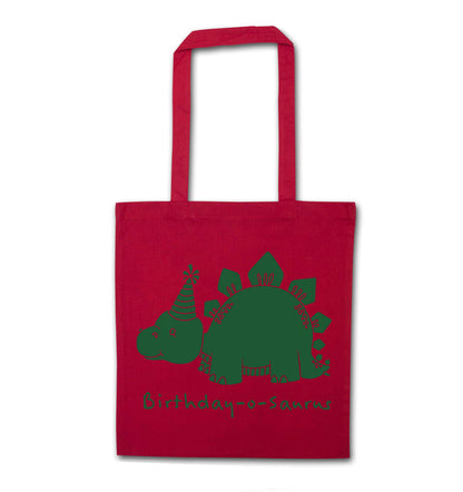 Birthday-o-saurus red tote bag