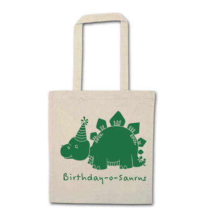 Birthday-o-saurus natural tote bag