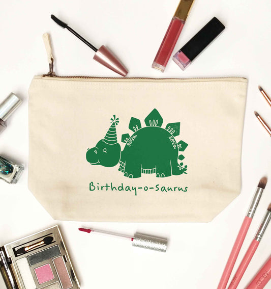 Birthday-o-saurus natural makeup bag