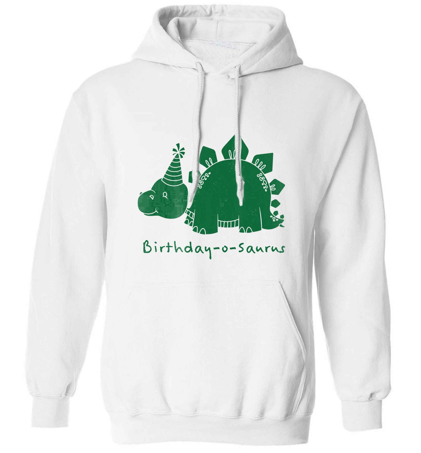 Birthday-o-saurus adults unisex white hoodie 2XL