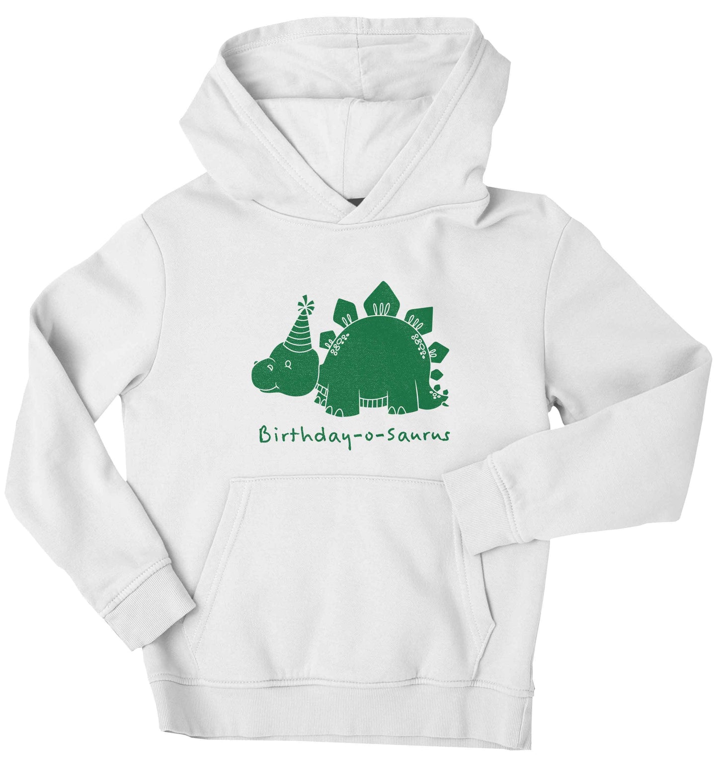 Birthday-o-saurus children's white hoodie 12-13 Years